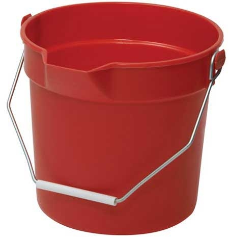 Winco Red Polypropylene Utility Pail with Pour Spout and Molded Graduation, 10 Quart -- 12 per case