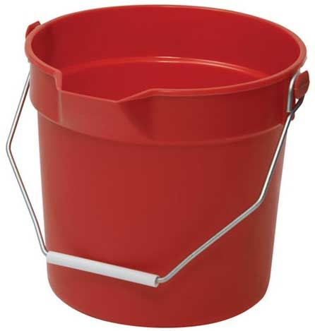 Winco Red Polypropylene Utility Pail with Pour Spout and Molded Graduation, 14 Quart -- 12 per case