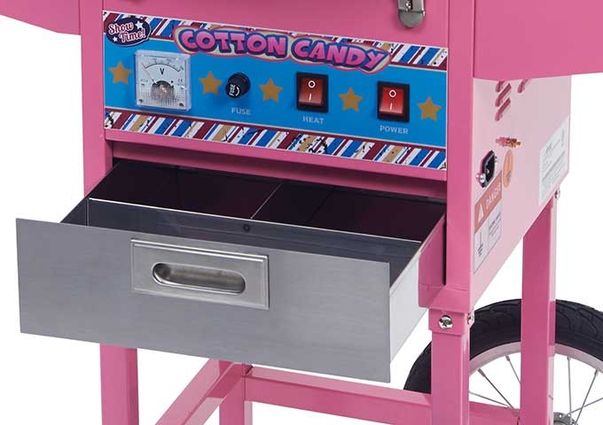 Winco ShowTime Cotton Candy Machine with Cart, 37 3/4 x 20 1/2 x 34 1/2 inch -- 1 set