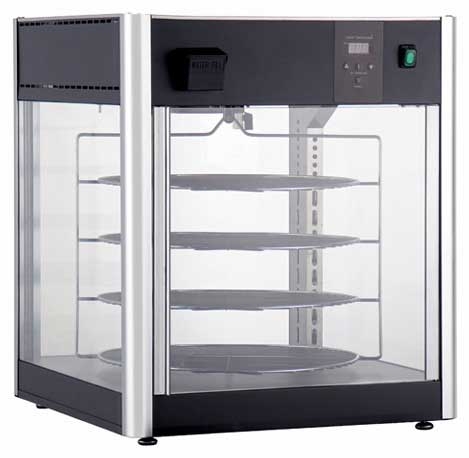 Winco Matte Black 120 Volt Rotating Heated and Humidified Holding Display Merchandiser, 23 5/8 x 25 1/4 x 27 9/16 inch -- 1 set