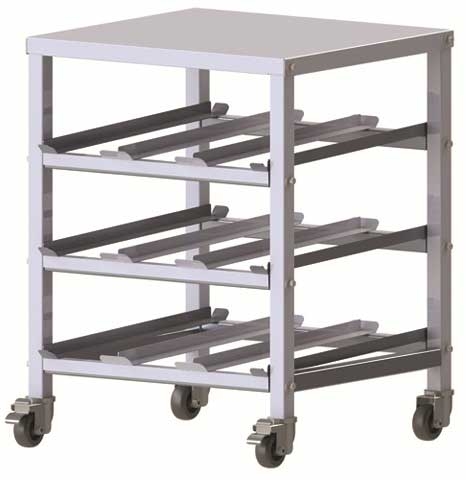 Winco Heavy Duty Aluminum Mobile Under Counter 3 Tier Can Storage Rack, 26 3/4 x 25 1/2 x 33 1/2 inch