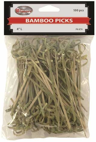 Winco Knotted Top Decorative Bamboo Food Pick, 3 inch Length - 100 pieces per pack -- 120 packs per case