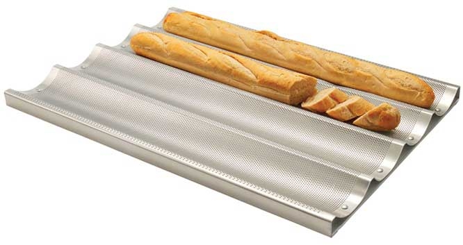 Winco 16 Gauge Aluminum 5 Slots Perforated Baguette Pan with Silicon Glaze, 18 x 26 x 1 inch -- 6 per case