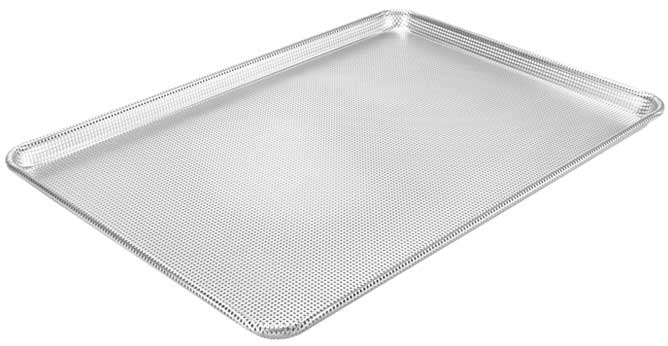 Winco 16 Gauge Aluminum Glazed 1/2 Size Closed Bead Fully Perforated Sheet Pan, 13 x 18 inch -- 12 per case