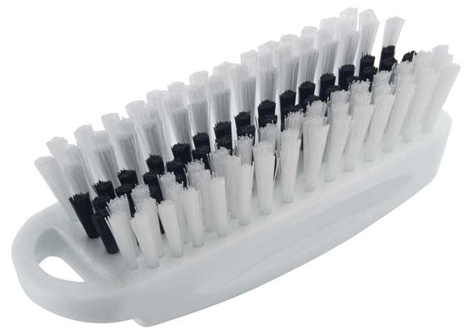 Winco White and Black Bristles Nail Cleaning Brush with Plastic Handle, 5 3/4 x 2 inch -- 48 per case