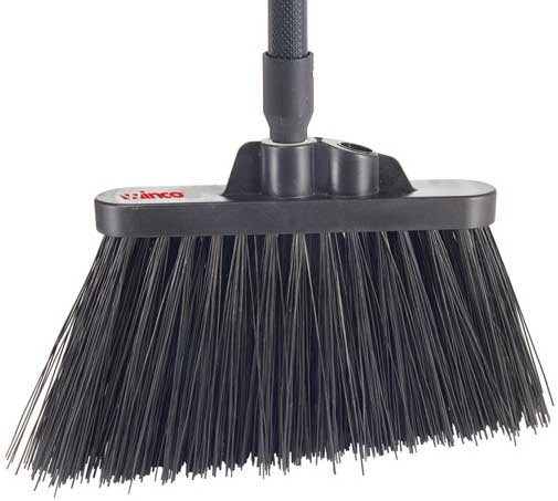 Winco Heavy Duty Unflagged Black Bristles Angle Broom with 48 inch Length Fiberglass Handle -- 12 set per case