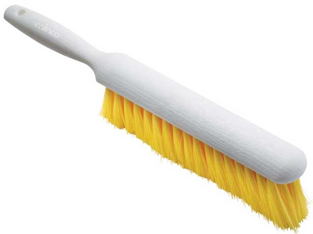 Winco Yellow Bristles Counter Cleaning Brush with White Handle, 14 1/4 inch Length -- 12 per case