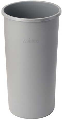 Winco Gray Round Tall Trash Can, 22 Gallon