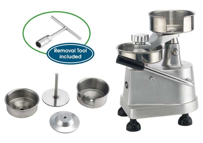 Winco Kattex Heavy Duty Burger Patty Press with Interchangeable Plates, 10 x 9 1/2 x 12 3/4 inch -- 1 set