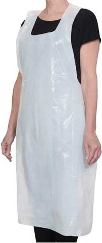 Winco Plastic White Disposable Apron, 28 x 46 inch - 100 pieces per box -- 12 boxes per case