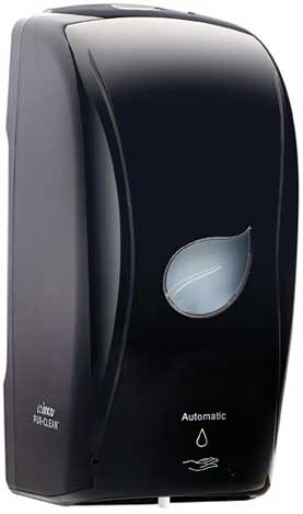 Winco Pur-Clean Black Automatic Liquid Soap Dispenser, 1000 Milliliter -- 12 per case