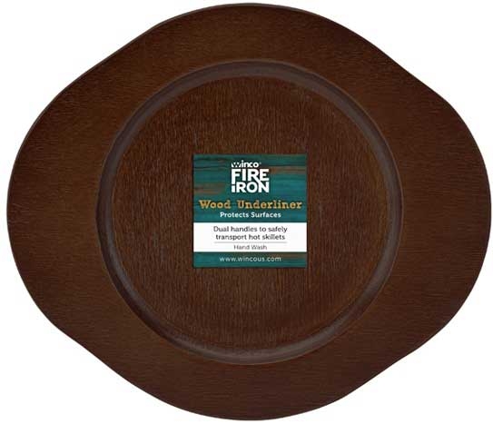 Winco FireIron Round Wood Underliner for CASM-5R & CAST-5 Mini Cast Iron Server and Skillet -- 48 per case
