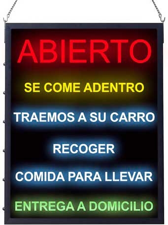 Winco All-in-One Spanish Version Open LED Sign, 19 x 24 inch -- 5 per case