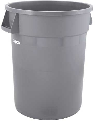 Winco Gray Heavy Duty Round Trash Can, 20 Gallon