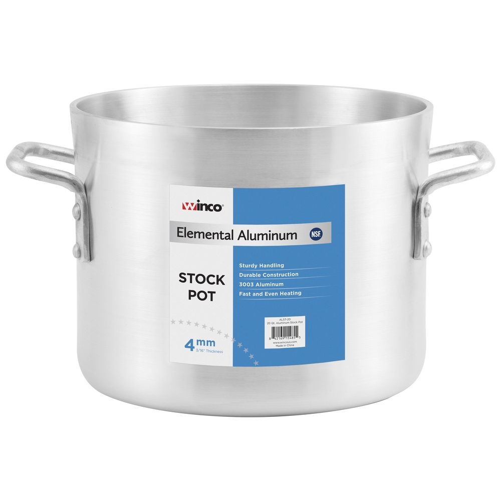 Winco ALST-24 Winware Aluminum Stock Pot, 24 Quart Capacity