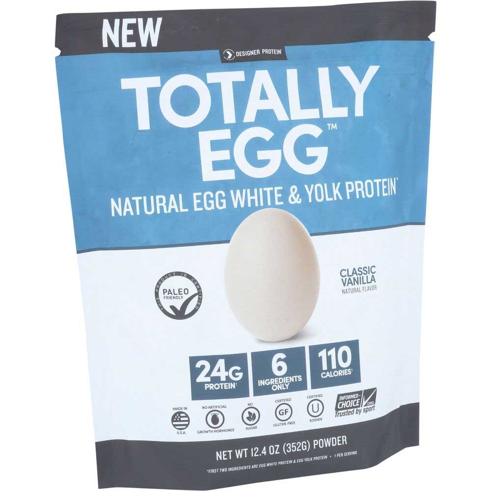 Designer Protein Totally Egg Classic Vanilla Egg White and Yolk Protein Powder, 12.4 Ounce