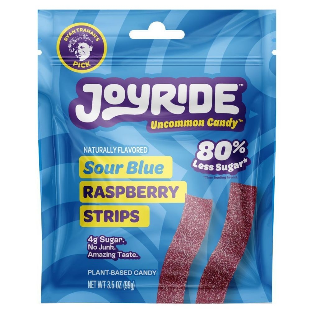 Joyride Low Sugar Sour Blue Raspberry Strips, 3.5 Ounce -- 10 per case