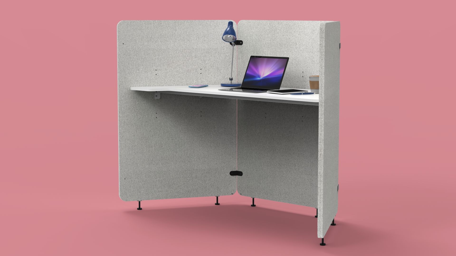 Luxor Reclaim 3-Panel Acoustic Work Pod, 73 x 32 x 54.5 inch