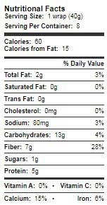 Tumaros Carb Wise Whole Wheat Wraps - 8 count per pack -- 6 packs per case