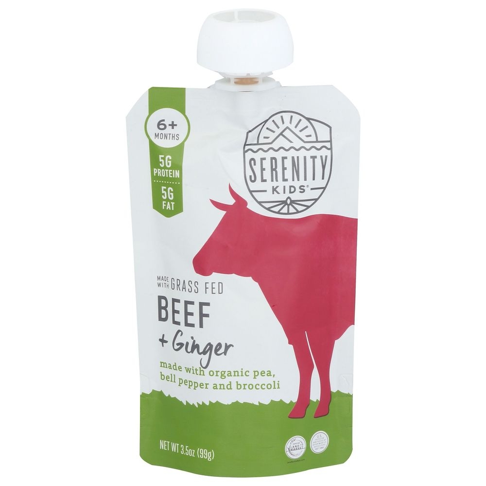 Serenity Kids Beef Plus Ginger with Pea Bell Pepper and Broccoli Baby Food, 3.5 Ounce -- 6 per case