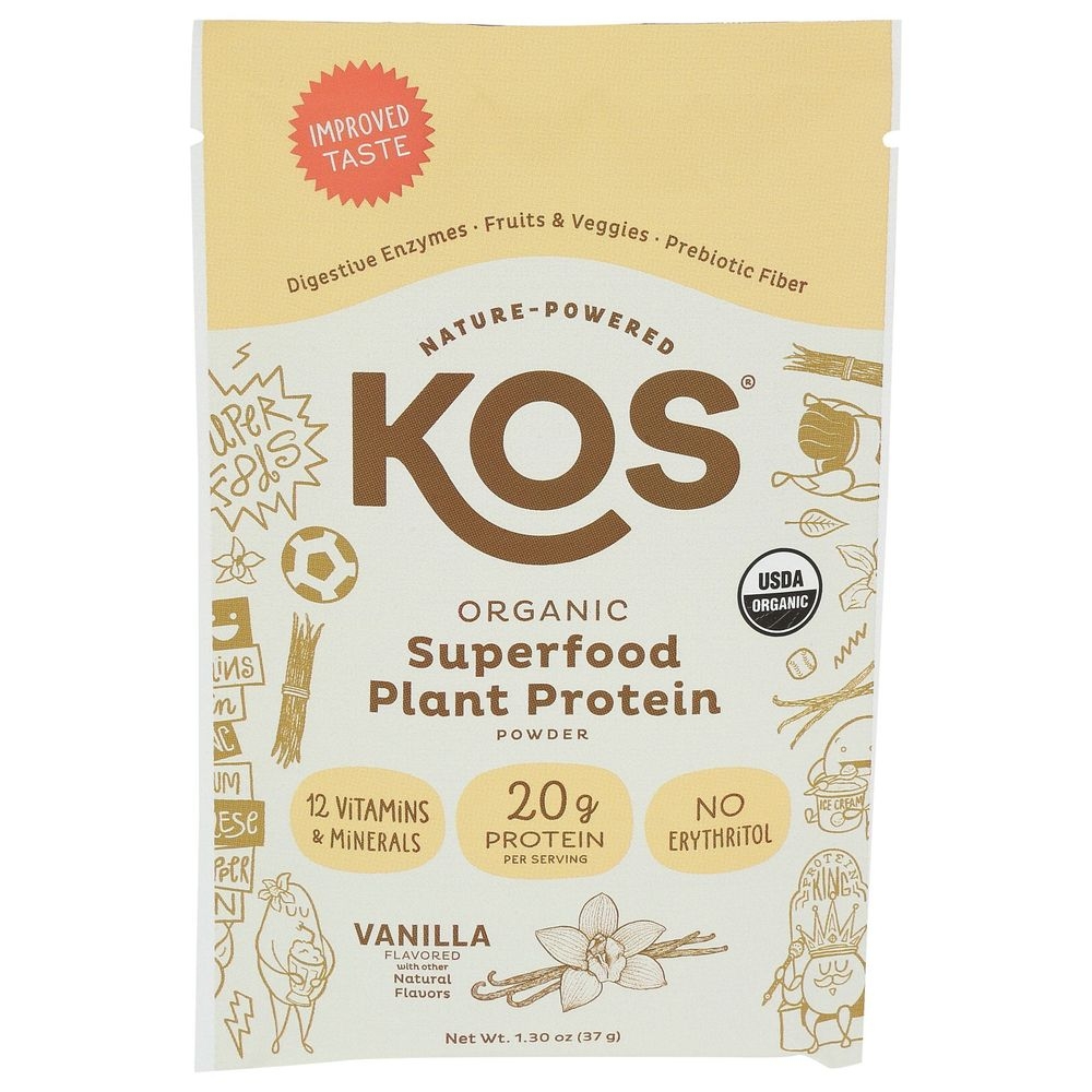 Kos Organic Vanilla Plant Protein Powder, 1.30 Ounce -- 12 per case