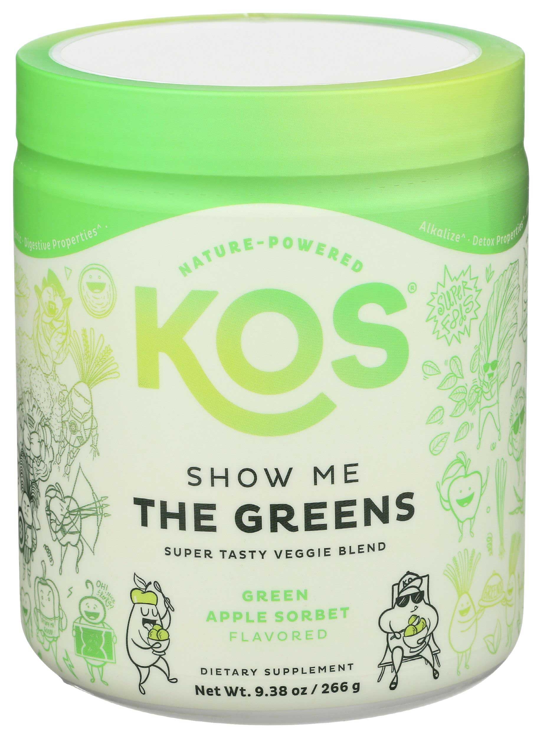 Kos Show Me The Greens Green Apple Sorbet Veggie Blend Powder, 10 Ounce
