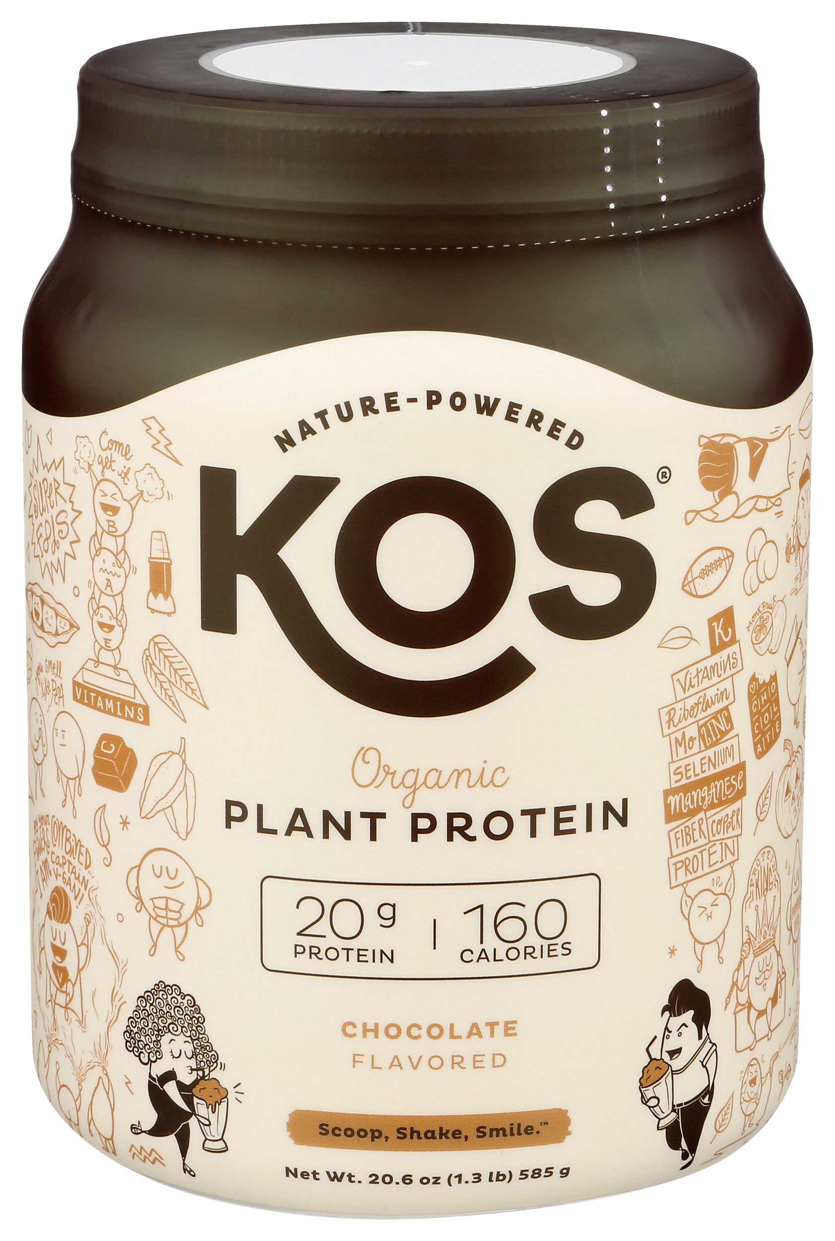 Kos Organic Chocolate Plant Protein Powder, 20.6 Ounce