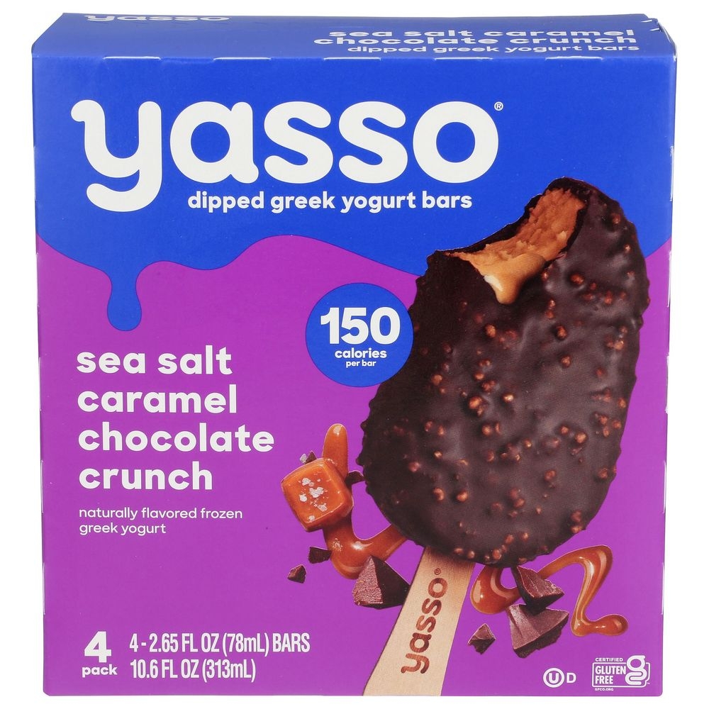 Yasso Sea Salt Caramel Chocolate Crunch Greek Yogurt Bar, 2.65 Ounce -- 32 per case