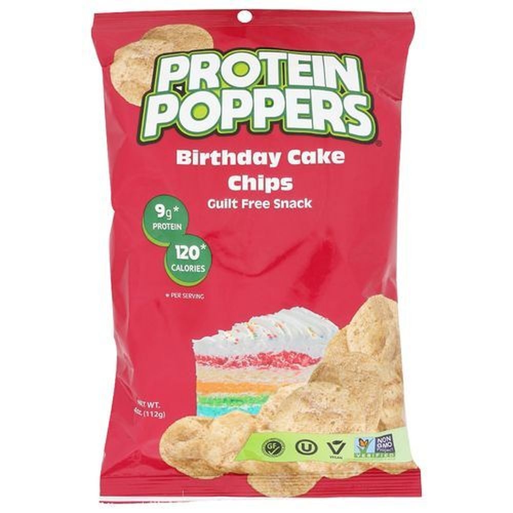 Protein Poppers Birthday Cake Chips, 4 Ounce -- 8 per case