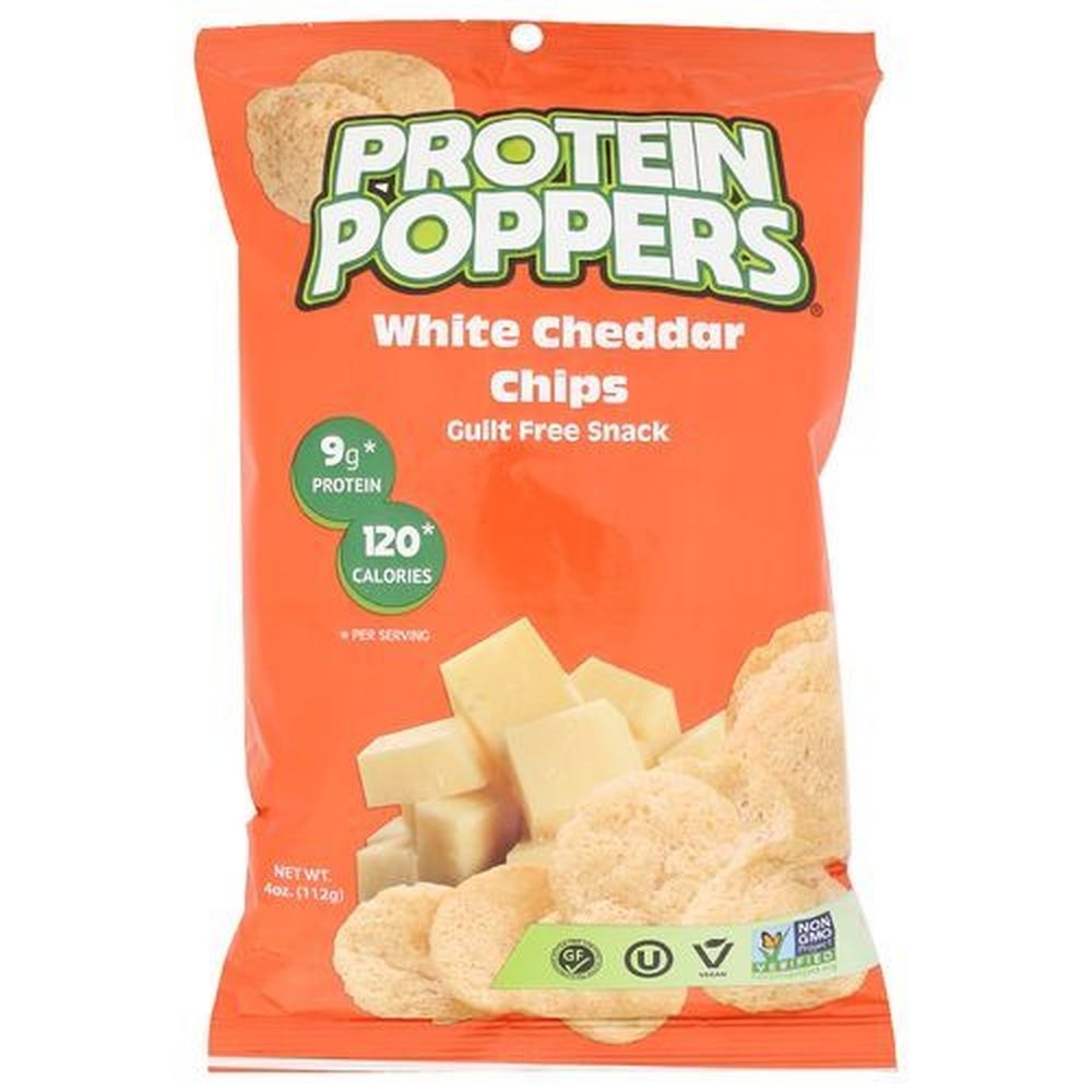 Protein Poppers White Cheddar Chips, 4 Ounce -- 8 per case
