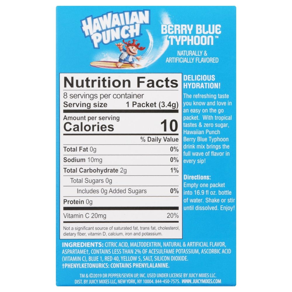 Hawaiian Punch Berry Blue Typhoon Powder Drink Mix, 0.95 Ounce -- 12 per case