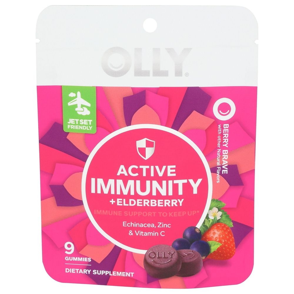 Olly Berry Brave Active Immunity Plus Elderberry Gummies, 9 count -- 8 per case