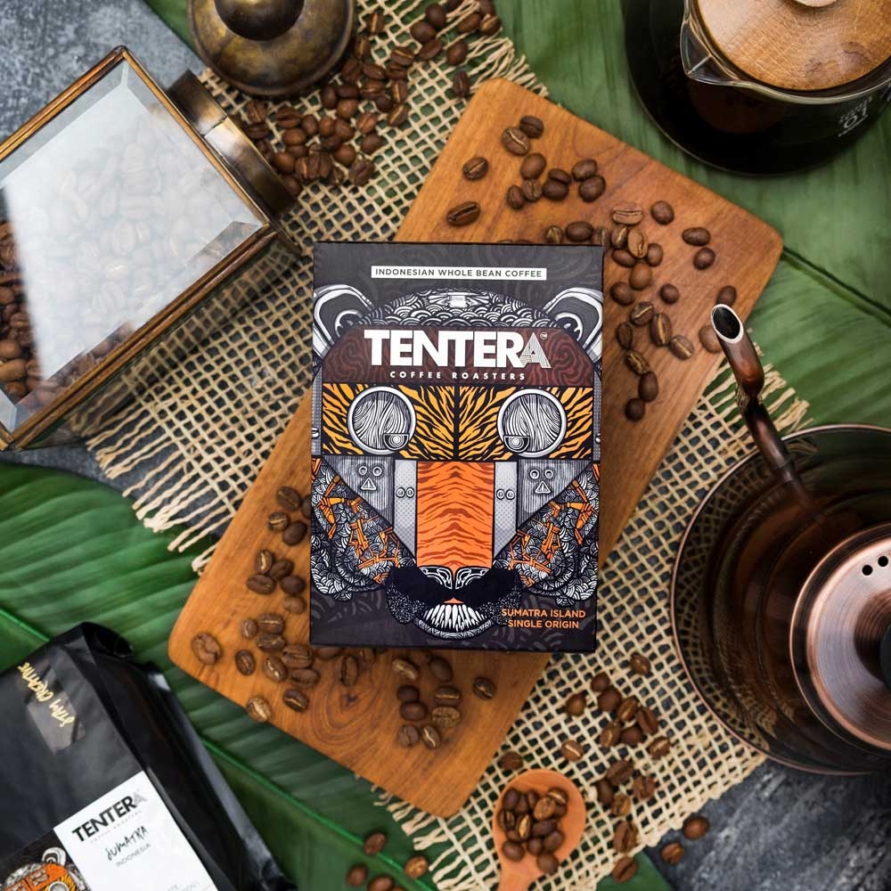 Tentera Whole Bean Sumatra Rasuna Medium Roast Tropical Fruit Coffee, 6 bags per case