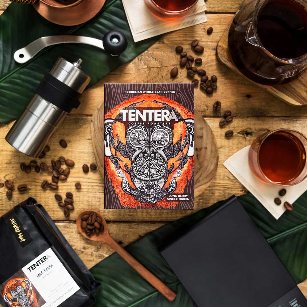 Tentera Whole Bean Sumatra Long Berry Medium Roast Floral Citrus Milk Chocolate Coffee, 6 bags per case