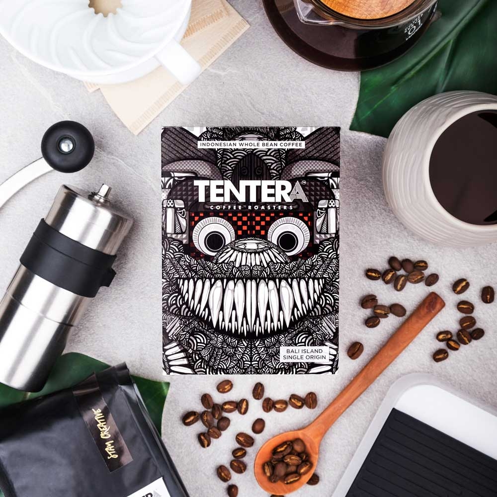 Tentera Whole Bean Bali Medium Dark Roast Citrus Herbs Coffee, 6 bags per case