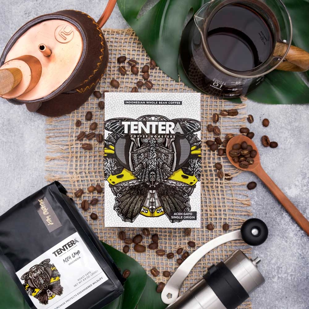 Tentera Whole Bean Sumatra Gayo Medium Roast Dark Chocolate Herbs Coffee, 6 bags per case