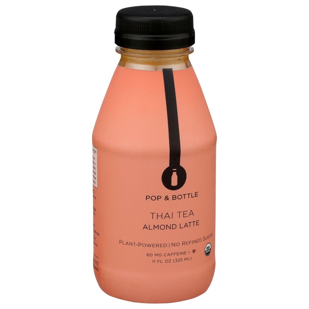 Pop and Bottle Organic Cold Brew Thai Tea Almond Latte, 11 Fluid Ounce -- 6 per case