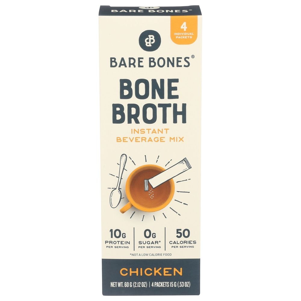 Bare Bones Instant Chicken Bone Broth Beverage Mix, 2.12 Ounce -- 8 per case