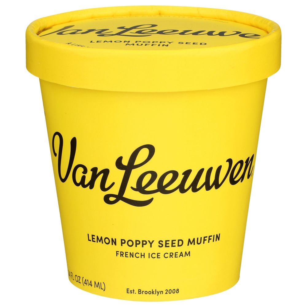 Van Leeuwen Lemon Poppy Seed Muffin Ice Cream, 14 Fluid Ounce -- 8 per case