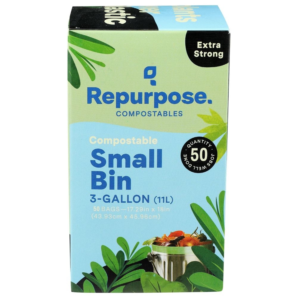 Repurpose Extra Strong 3 Gallon Capacity Compostable Small Bin Bags, 50 count -- 6 per case