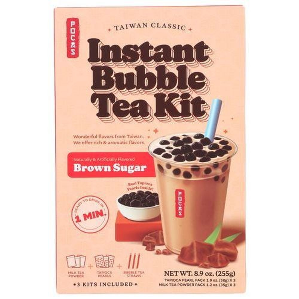 Pocas Brown Sugar Instant Bubble Tea Kit, 8.9 Ounce -- 12 per case