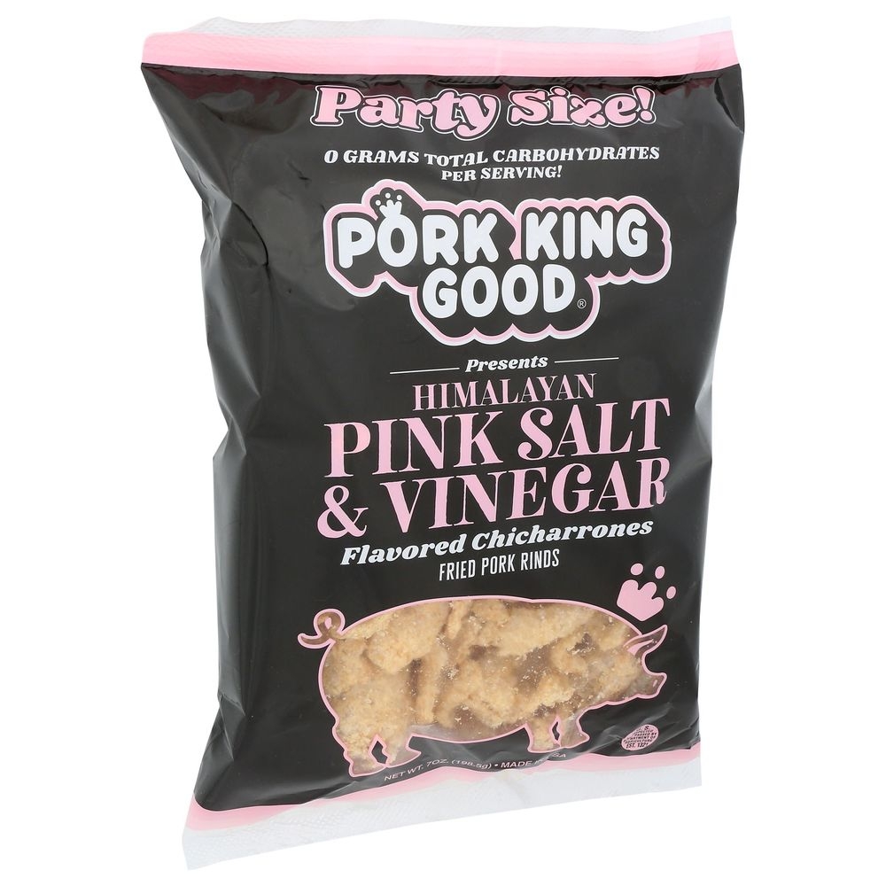 Pork King Good Himalayan Pink Salt and Vinegar Pork Rinds, 7 Ounce -- 6 per case