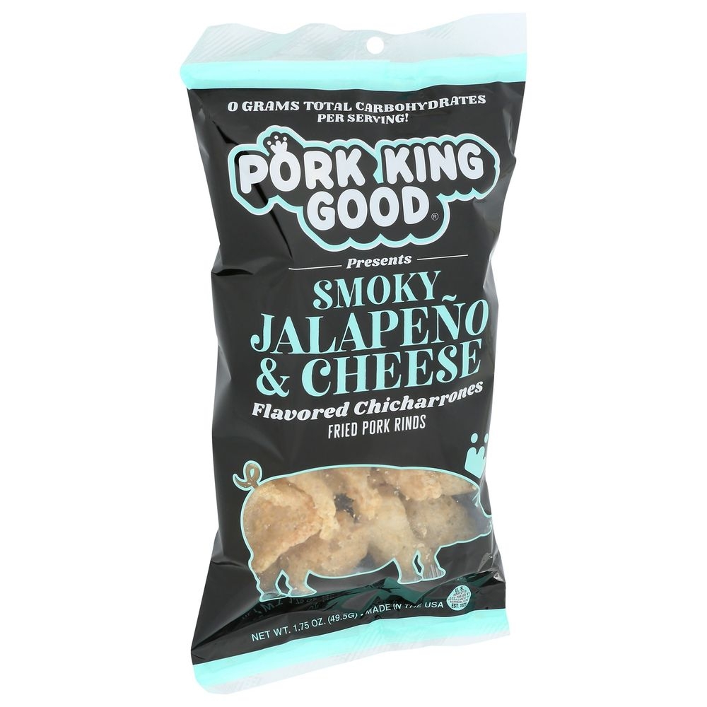 Pork King Good Smoky Jalapeno and Cheese Pork Rinds, 1.75 Ounce -- 12 per case