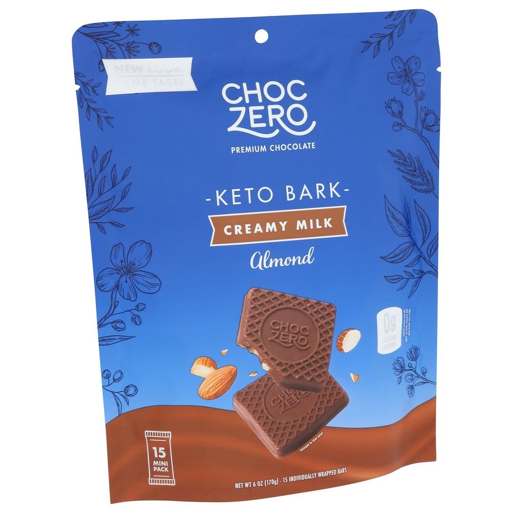 ChocZero Milk Chocolate with Almonds Keto Bark, 6 Ounce -- 12 per case