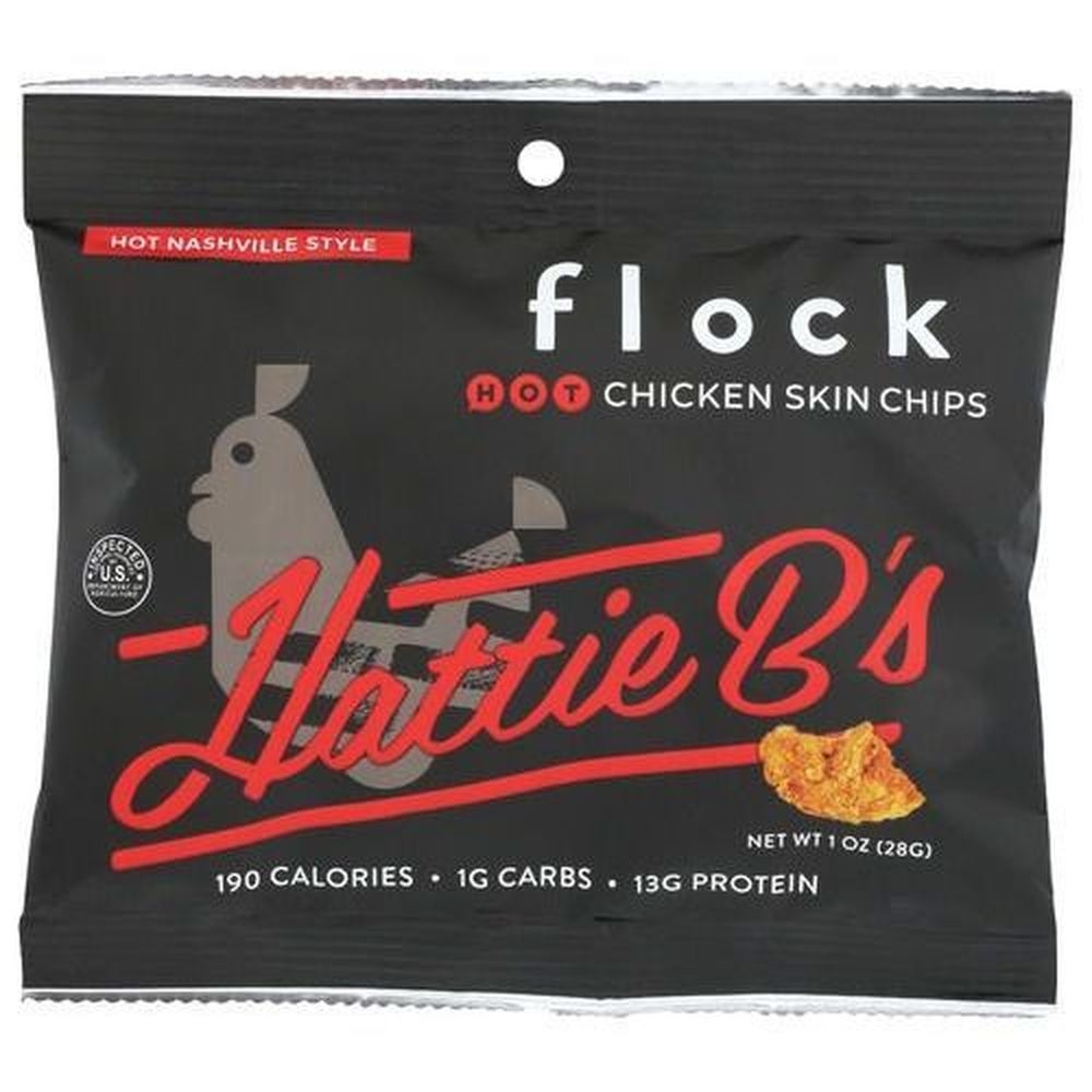 Flock Hattie Bs Hot Chicken Skin Chips, 1 Ounce -- 8 per case