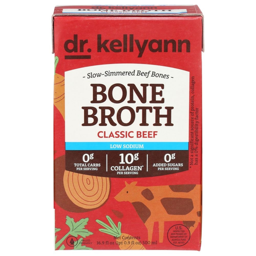 Dr. Kellyann Low Sodium Classic Beef Bone Broth, 16.9 Fluid Ounce -- 6 per case