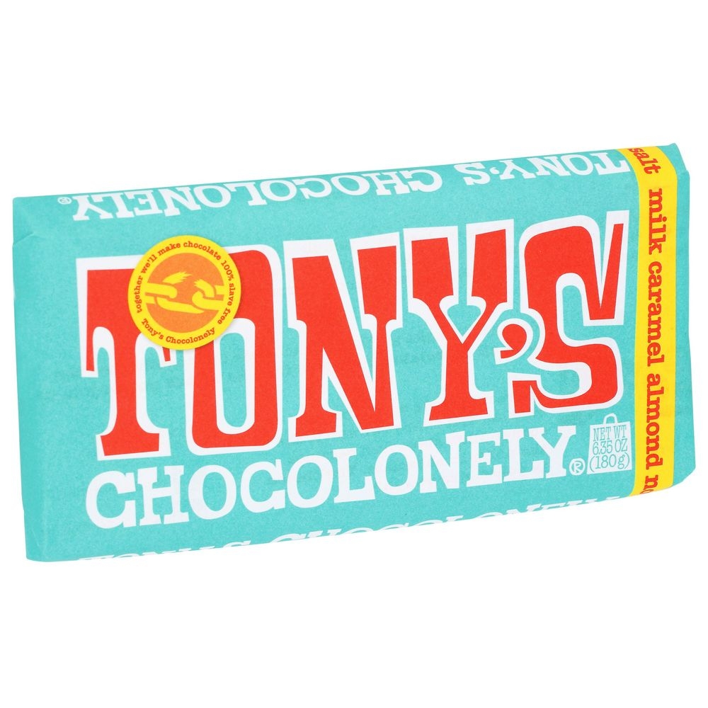 Tonys Chocolonely Milk Chocolate Everything Bar with Caramel Pretzel Almond Nougat Sea Salt, 6.35 Ounce -- 15 per case