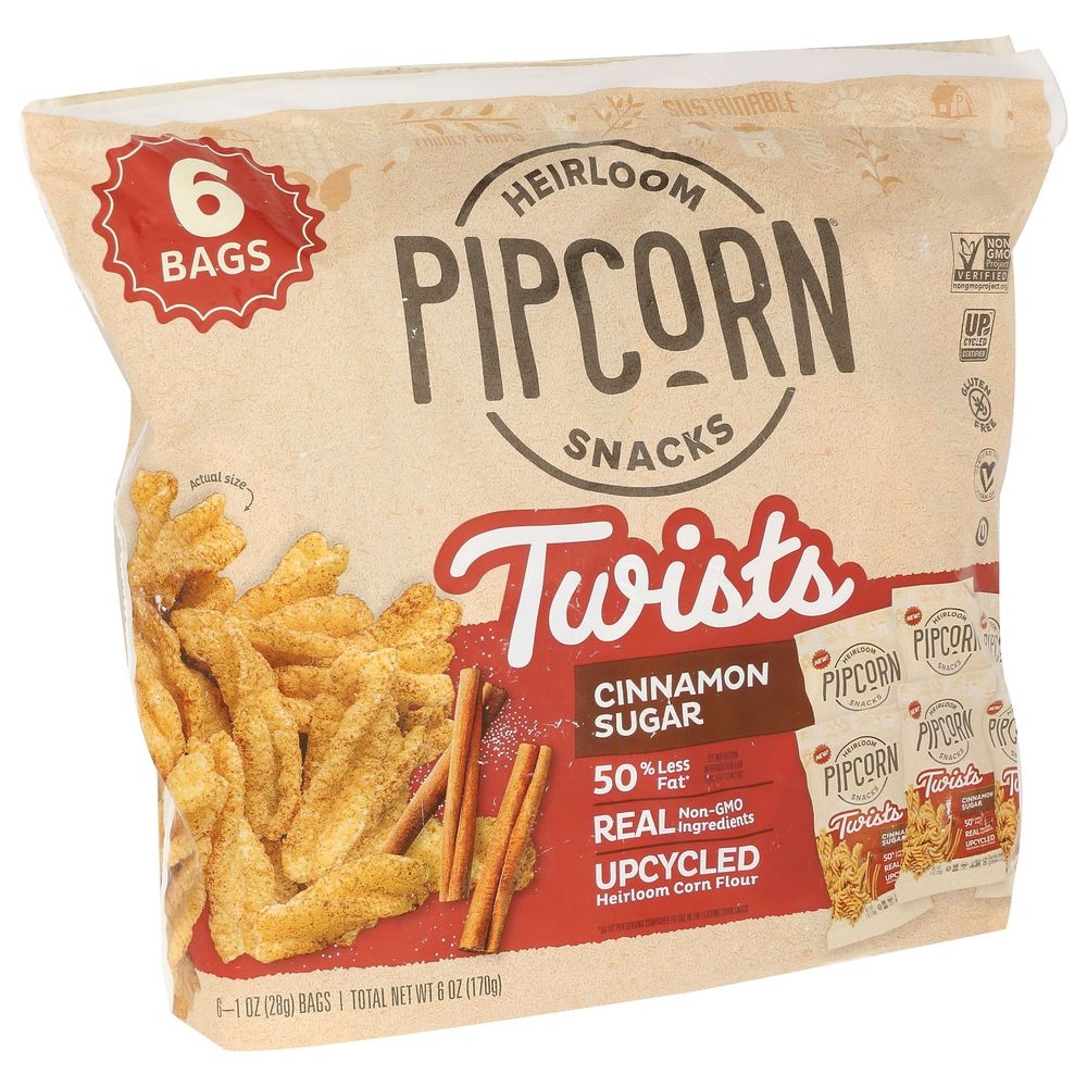 Pipcorn Cinnamon Sugar Twists, 6 Ounce -- 6 per case