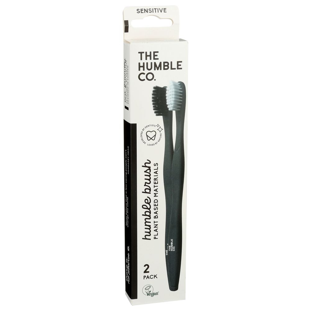 The Humble Co Sensitive White and Black Plant Based Toothbrush, 2 count -- 6 per case