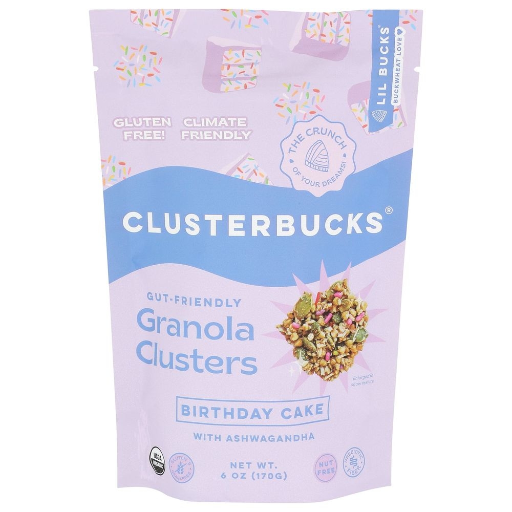 Lil Bucks Organic Birthday Cake Gut Friendly Granola Cluster, 6 Ounce -- 6 per case